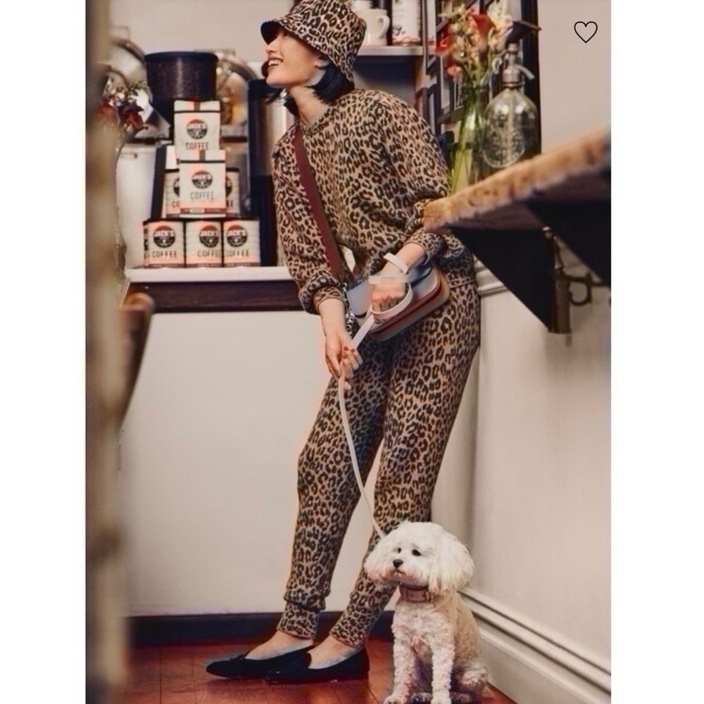 Kate Spade Leopard Dream Jogger Sweater Set Top and Pants Knit